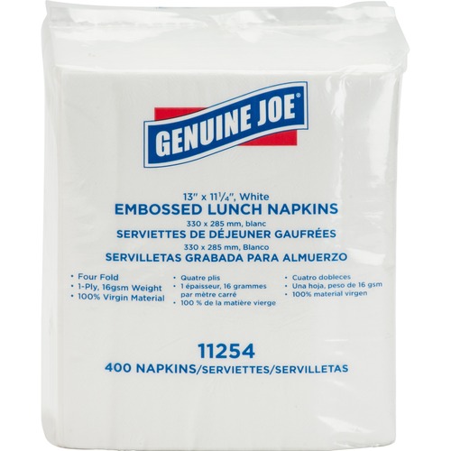 Luncheon Napkins, 1-Ply, 13" x 11-1/4", White 400/PK