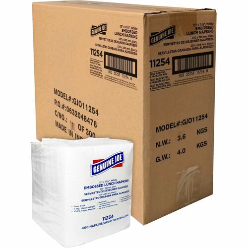 Luncheon Napkins, 1-Ply, 13" x 11-1/4", White, 400 Sheet 6/CT