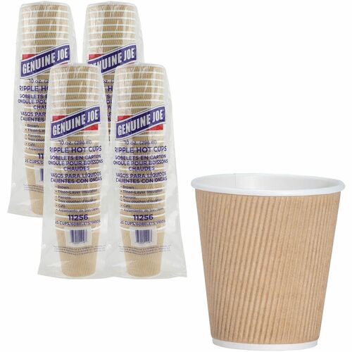 Hot Cups, Rippled, 10 Ounce, Brown, 25 Count 20/CT
