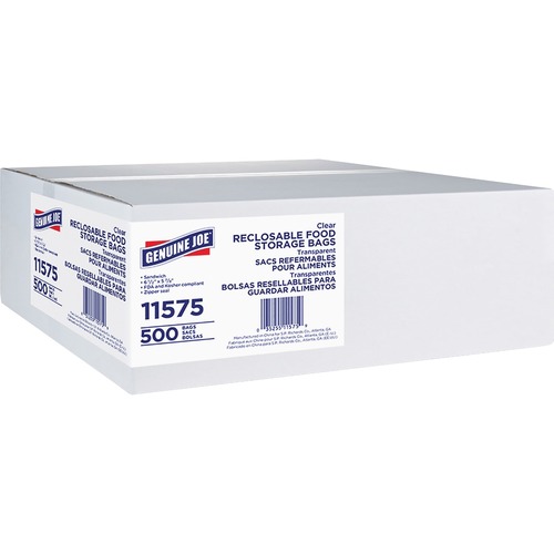 Food Storage Bags, Reclosable, Sandwich, 1.15mil, Clear 500/BX