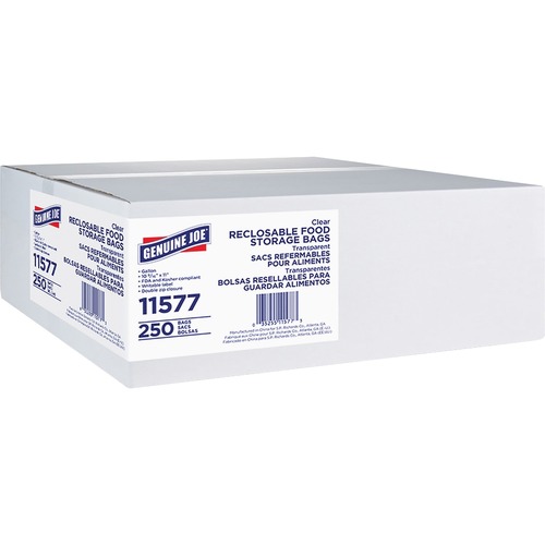 Food Storage Bags, Reclosable, 1 Gallon, 1.75 Mil, Clear 250/BX
