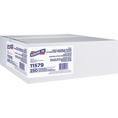 Freezer Storage Bags, Reclosable, 1 Gallon, 2.7 Mil, Clear, 250 Count 6/CT