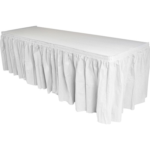 Table Skirting, Pleated Polyester, 29"x14 Foot, White