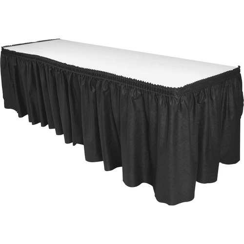 Table Skirting, Pleated Polyester, 29" x 14 Foot, Black