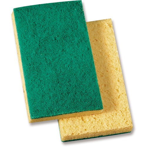 Scouring Pad, Medium-Duty, 3.6" x 6.1", Green/Yellow 20/CT
