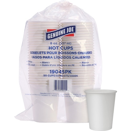 Hot Cups, Single Poly-Lined Wall, 8oz, White 50/PK