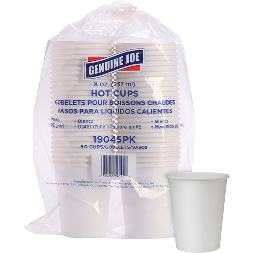 Hot Cups, Single Poly-Lined Wall, 8 Ounce, White, 50 Count 5/BD