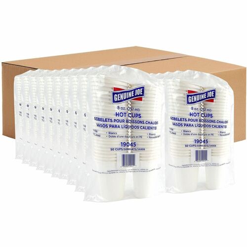 Hot Cups, Single Poly-Lined Wall, 8 Ounce, White, 50 Count 20/CT