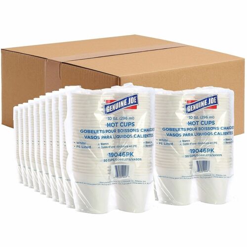 Hot Cups, Single Poly-Lined Wall, 10 Ounce, White, 50 Count 20/CT