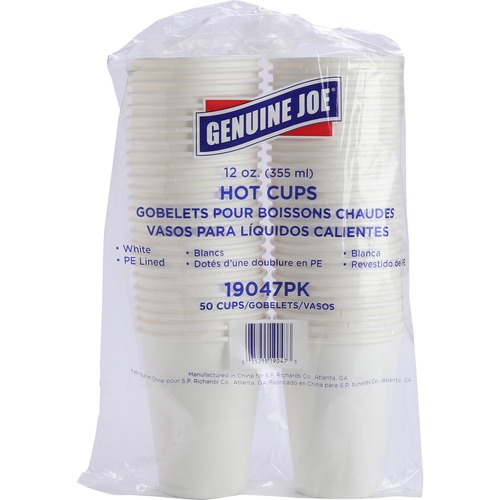 Hot Cups, Single Poly-Lined Wall, 12 Ounce, White. 50 Count 5/BD