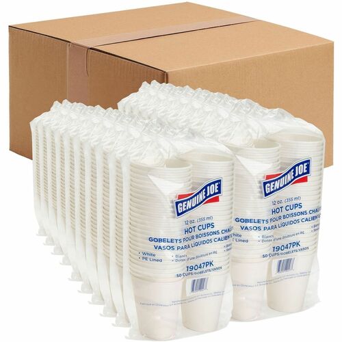 Hot Cups, Single Poly-Lined Wall, 12 Ounce, White, 50 Count 20/CT