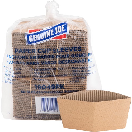 Cup Sleeves, 10-16 Oz., Corrugated, Brown 50/PK