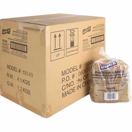 Hot Cup Sleeves, 10-16 Oz., Corrugated, Brown 1000/CT