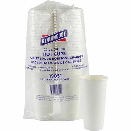 Hot Coffee Cups, 20 Ounce, White 50/PK