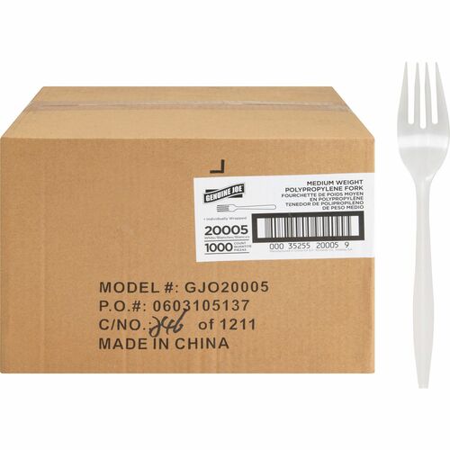 Forks, Plastic, Medium-Weight, White 1000/CT