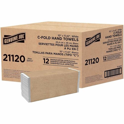 Towel, C Fold, White 12/CT