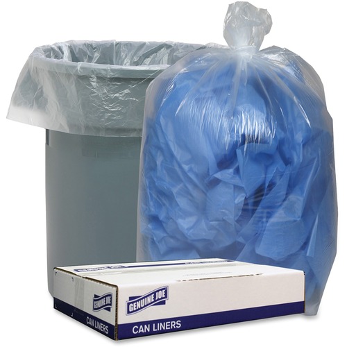 Can Liner, Low-Density, 1.75 Mil, 55-60 Gallon, 38" x 58", Clear 100/CT