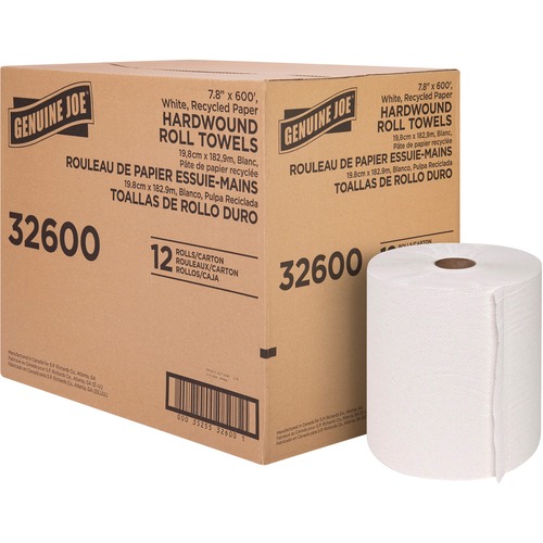 Hardwound Roll Towels, 2" Core, 7-7/8" x 600', Wet End 12/CT