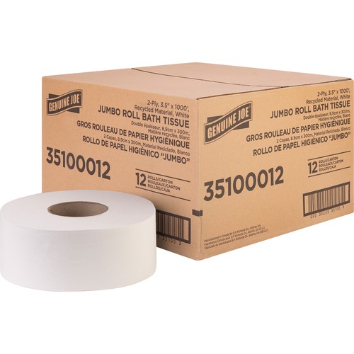 Bath Tissue Roll, Jumbo, 2-Ply, 3.5" x 1000', 8.88" Dia, WE 12/CT