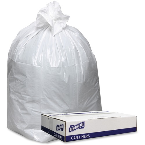 Can Liners, Heavy-Duty, 0.9 Mil, 55-60 Gallon, 38" x 58", White 100/CT