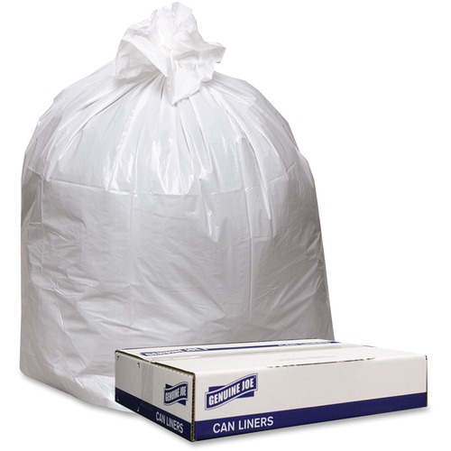 Can Liners, Heavy-Duty, 0.9 Mil, 40-45 Gallon, 40" x 46", White 100/CT