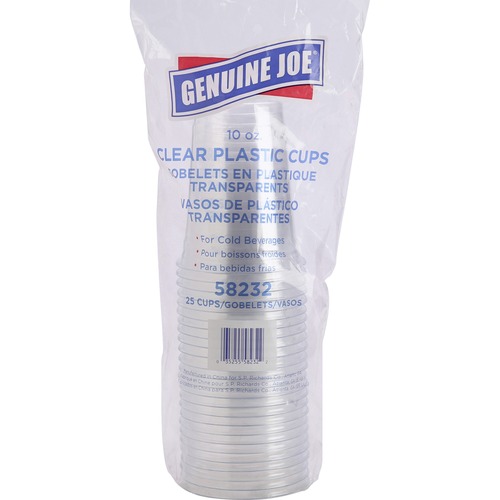 Cups, For Cold Drinks, Plastic, 10oz, Clear 25/PK
