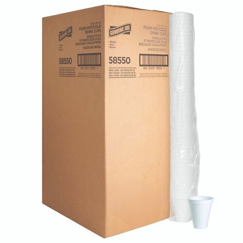 Foam Cups, 8oz, White, 50 Count 20/CT