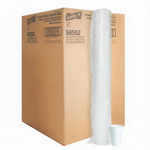 Foam Cups, 12oz, White, 40 Count 25/CT