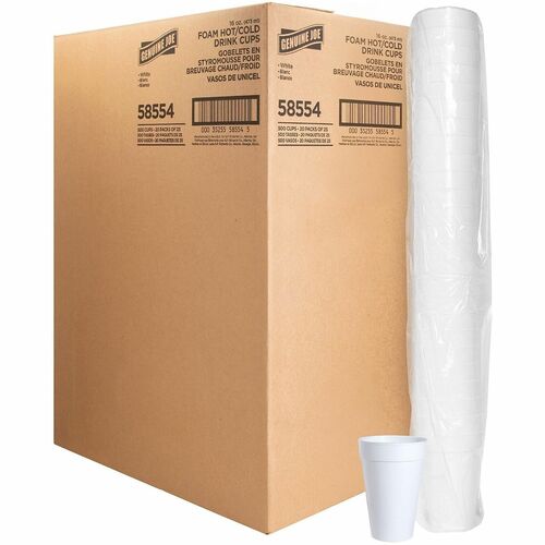 Foam Cups, 16oz, White, 25 Count 20/CT