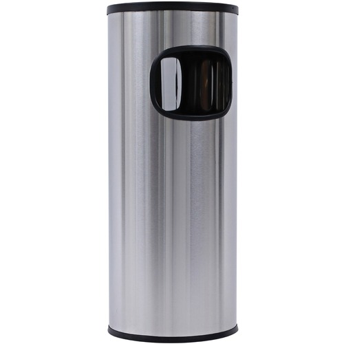 Waste Receptacle, With Ashtray, Fire-Safe, 3 Gal, Stainless Steel