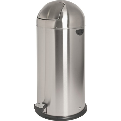 Trash Receptacle, Foot Pedal, 13.5 Gal, 17-1/2" Dia x 37-2/5", STST