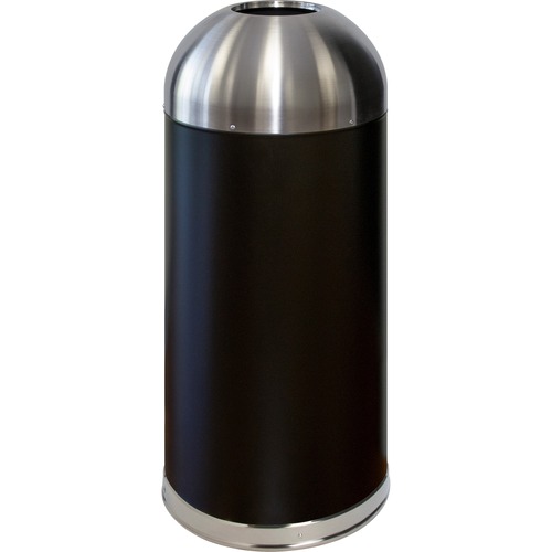 Top, Domed, 15 Gallon, Black/Stainless Steel