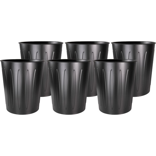 Wastebasket, Fire-Safe, Metal, 6 Gallon, 13" Dia x 14" H, Black 6/CT