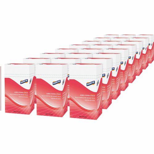 Straws, Jumbo, Striped, 7-3/4"L, Red/White, 500 Count 24/CT