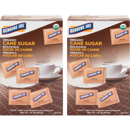 Turbinado Cane Sugar, Unrefined, Brown, 200 Count 2/CT