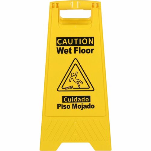 Sign, Wet Floor, With Graphic, English/Spanish, Yellow/Black