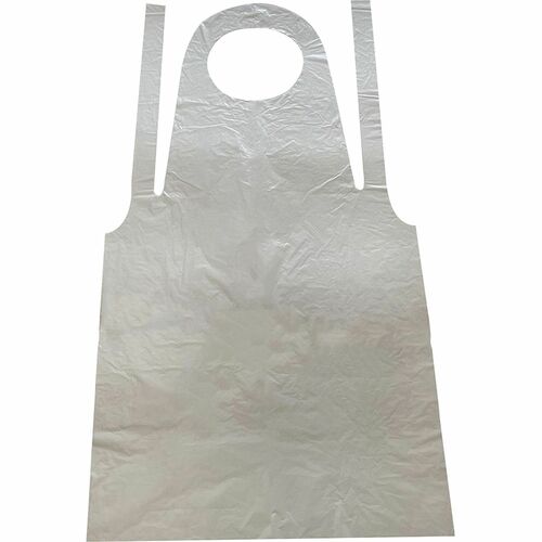 Disposable Apron, Poly, One Size Fits Most, 32" x 50", White 100/PK