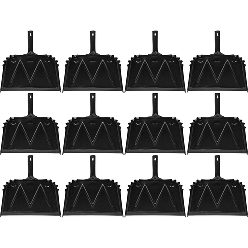 Dust Pan, Metal, 20 Gauge Steel, 15-1/2"x16", Black 12/CT