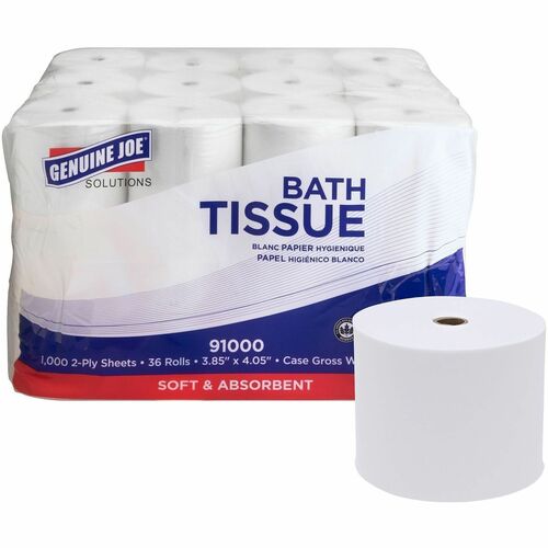Bathroom Tissue, 2-Ply, 1000 Sheets/Roll, White 36/CT