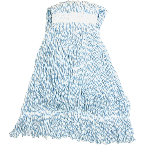 Medium Striped Finish Mop Looped, 21oz., Blue/White