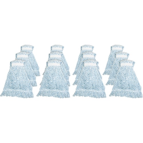 Medium Striped Finish Mop Looped, 21oz., Blue/White 12/CT