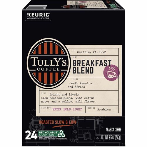 Coffee, Breakfast Blend, Light Roast, K-Cup, Brown 24/BX