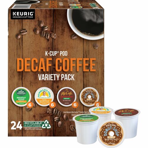 Coffee, Decaf Variety, Medium/Light Roast, K-Cup 24/BX