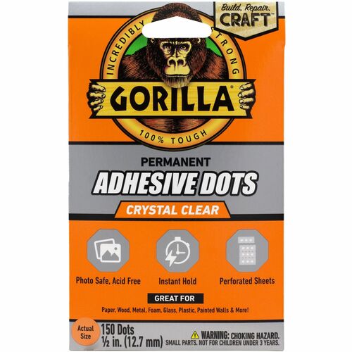 Adhesive, Dot, Permanent, 1/2", Clear 150/PK