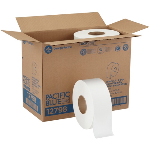 Tissue, 2 Ply, Bath, Jumbo Roll, White 8/CT