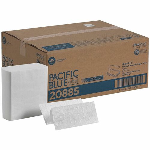 Towel, Big Fold Z, White 10/CT