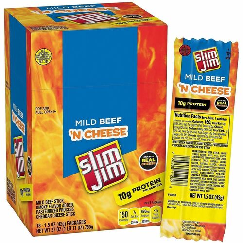 Food, Slim Jim Meat Cheese 18/CT