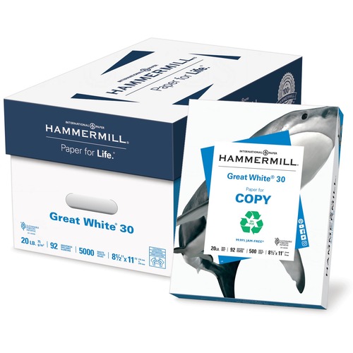 Copy Paper, Recycled, 20 lb, 75 GSM, 8-1/2" X 11", White 40/PL