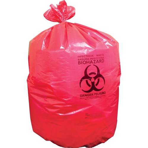 Biohazard Can Liners, 1.3mil, 37" x 50", Red 150/CT