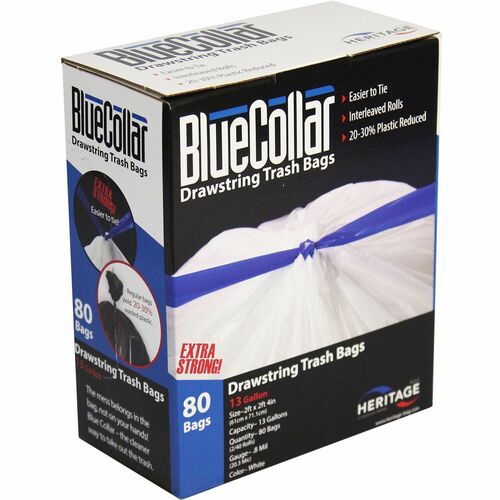 Liner, Can, 13 Gallon, White, 45 Pound 80/BX